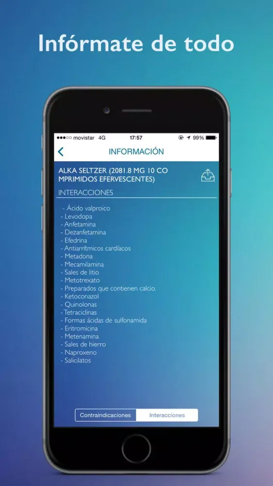 Infarmon: Base de datos de fármacos sin receta. Interacciones y contraindicaciones de cada medicamento应用截图