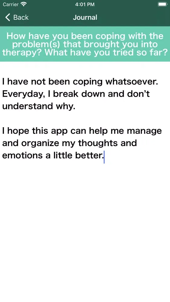 Thought Journal: CBT Therapy Screenshots