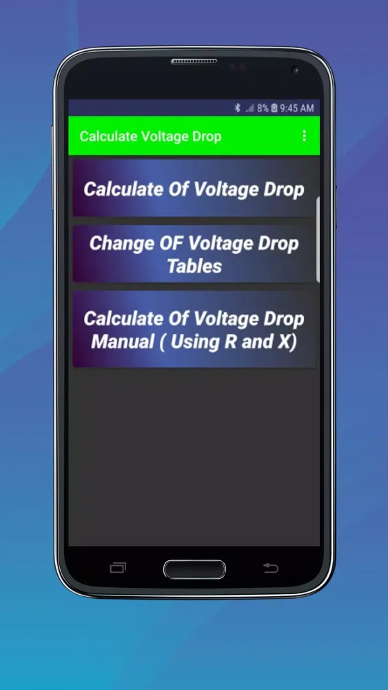 Zrzuty ekranu Voltage Drop Calculations