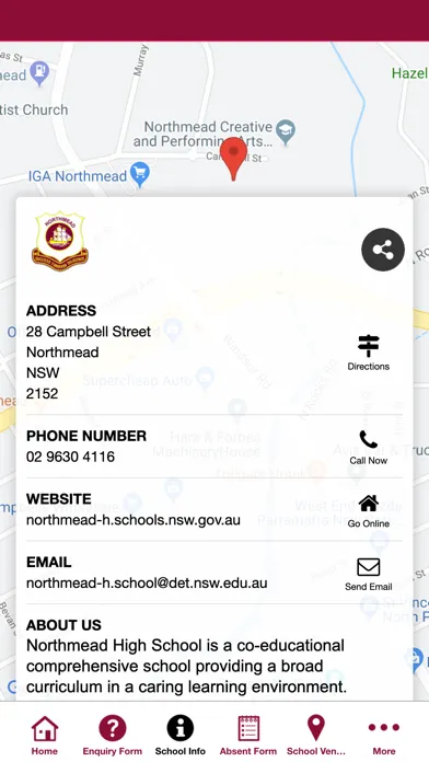 Capturas de tela do Northmead CAPA High School