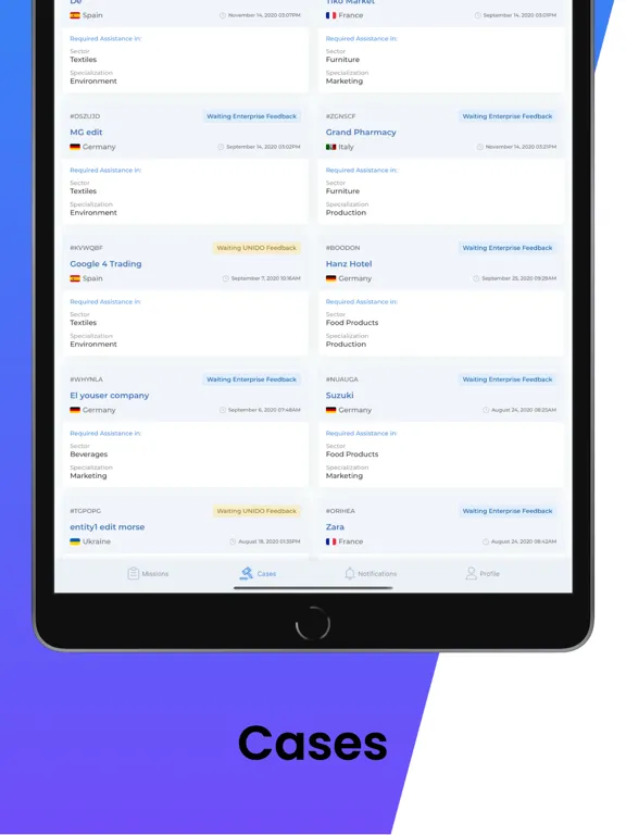 Ảnh chụp màn hình của UNIDO EMIP iPad 