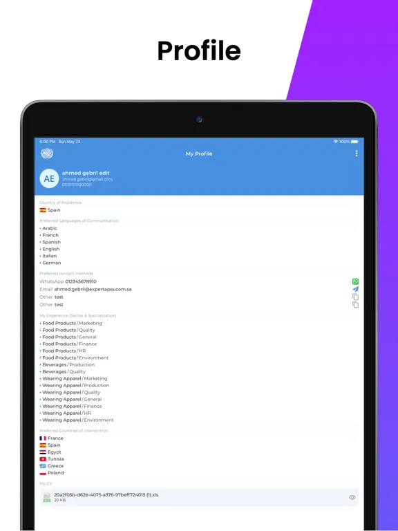 Ảnh chụp màn hình của UNIDO EMIP iPad 
