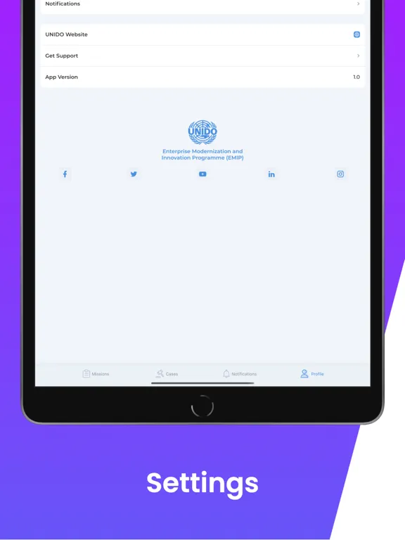 Ảnh chụp màn hình của UNIDO EMIP iPad 