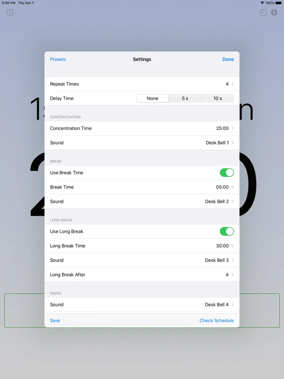 Скриншоты Concentration Timer iPad 