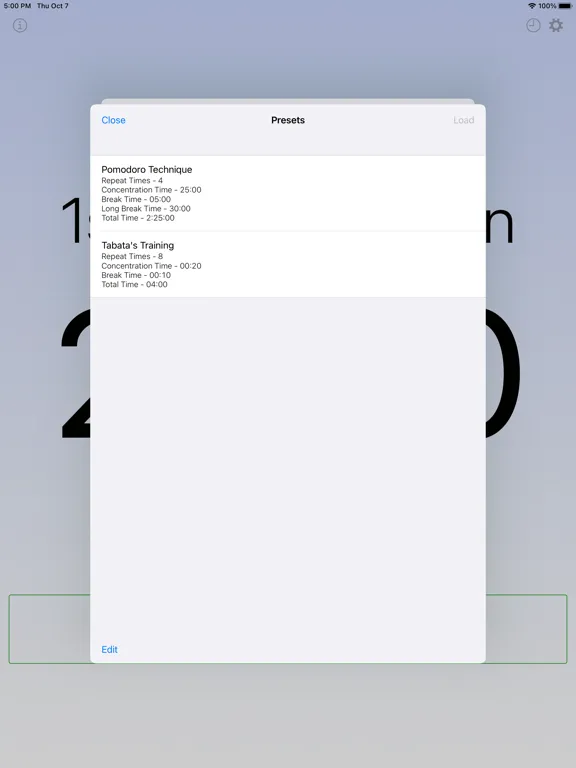 Скриншоты Concentration Timer iPad 