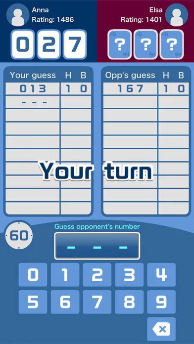 Hit＆Blow Online (Bulls & Cows) Screenshots