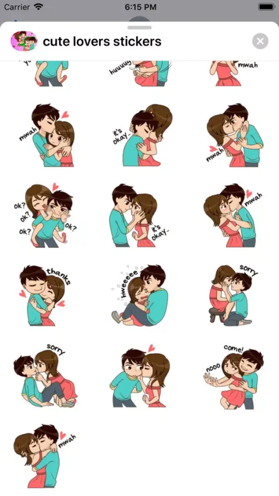 Cute Love Couple chat Stickers Screenshots