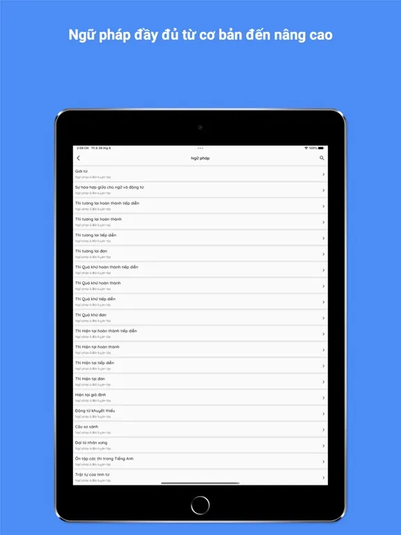 Ảnh chụp màn hình của Luyện Tiếng Anh cho học sinh iPad 