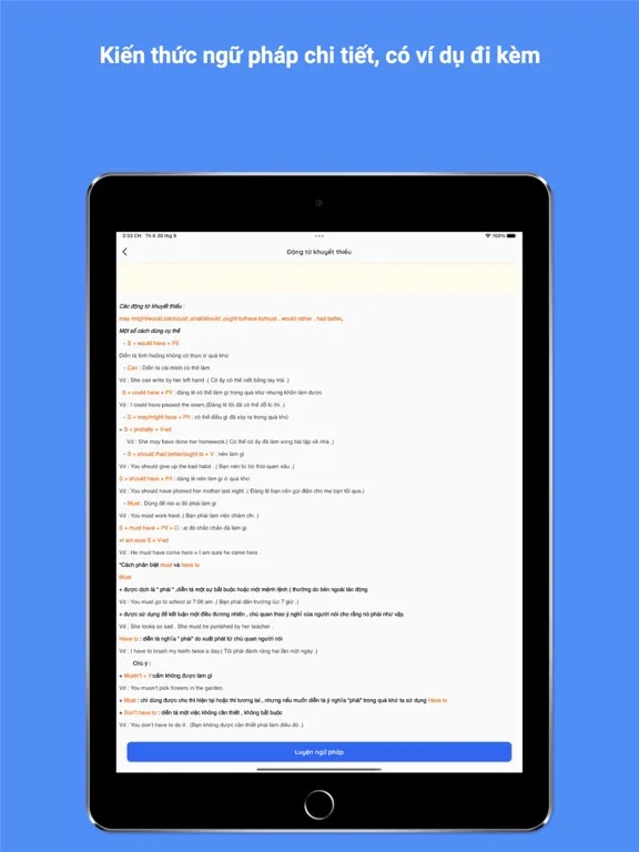 Ảnh chụp màn hình của Luyện Tiếng Anh cho học sinh iPad 