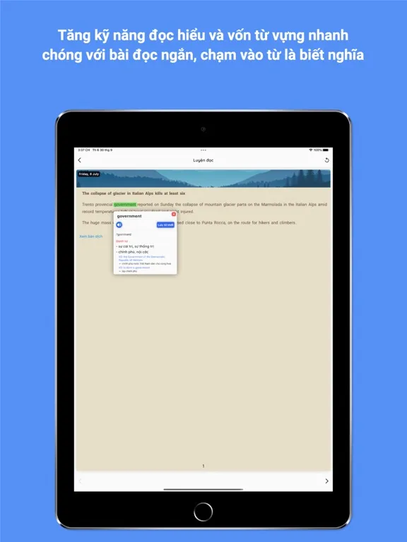 Ảnh chụp màn hình của Luyện Tiếng Anh cho học sinh iPad 