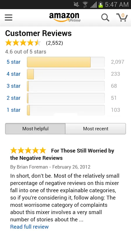 Screenshot di Amazon