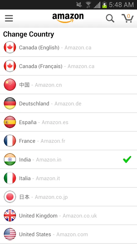 Screenshot di Amazon