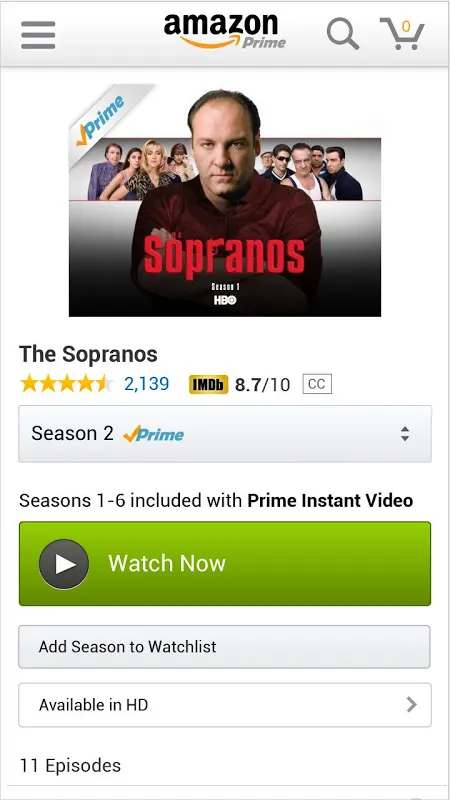 Screenshot di Amazon