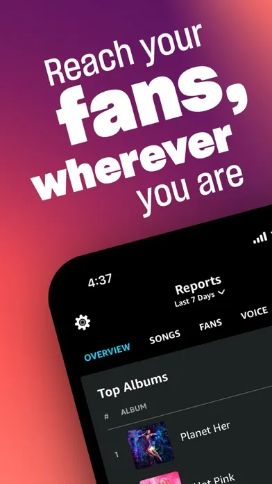 Captures d'écran de Amazon Music for Artists
