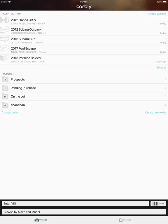 Carbly VIN Scanner iPad  Screenshots