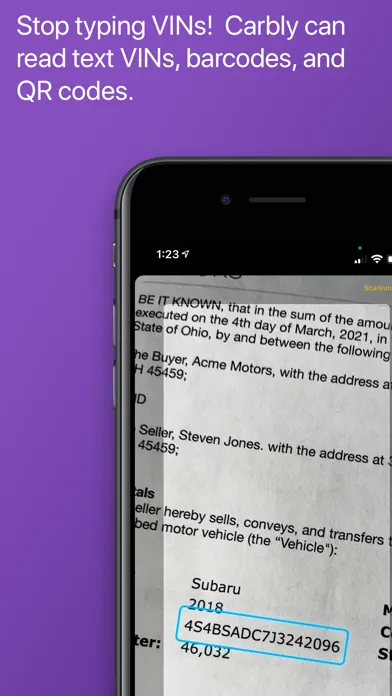 Carbly VIN Scanner Screenshots