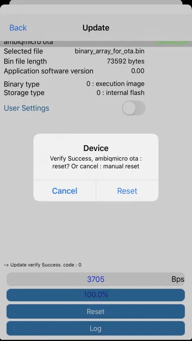 Ảnh chụp màn hình của Ambiq OTA Update