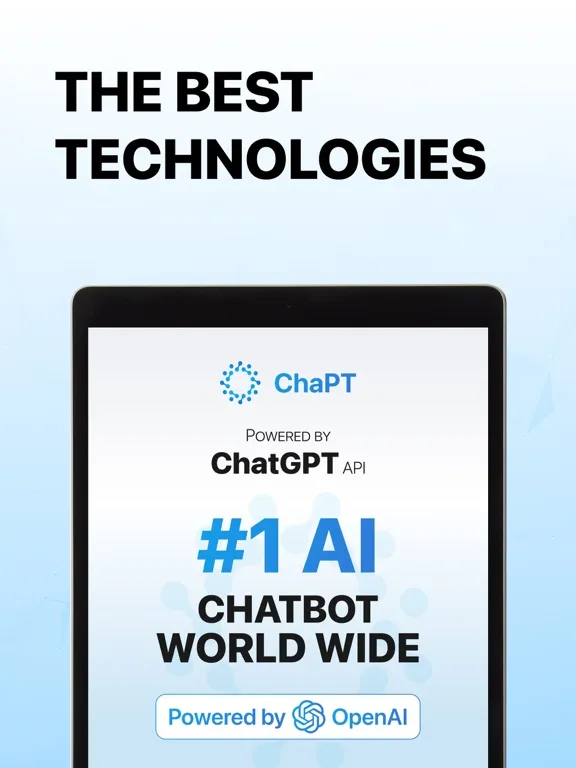 ChaPT - AI Chat Bot client iPad  Screenshots