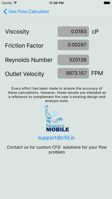 Zrzuty ekranu Compressible Gas Flow Calc