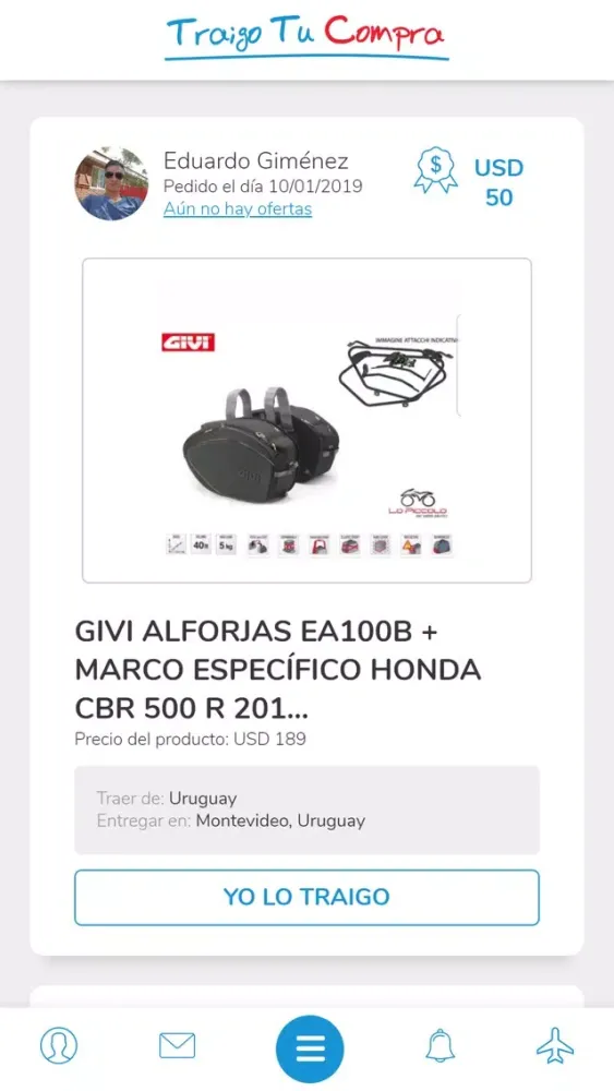 Tangkapan layar Traigo tu compra