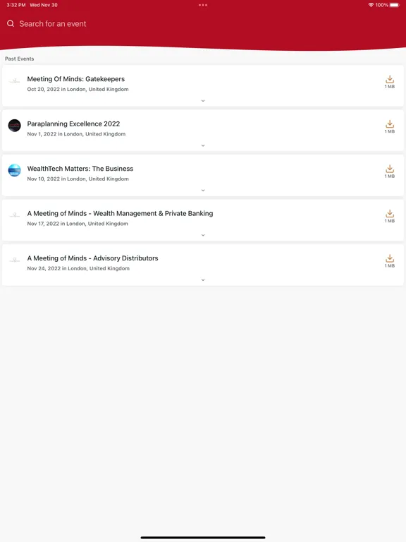 Owen James Events iPad  স্ক্রিনশট
