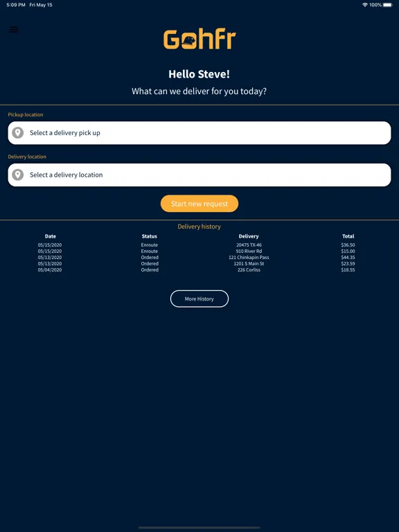 Gohfr iPad  سکرین شاٹس