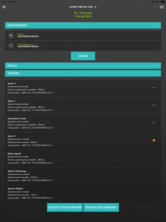 ภาพหน้าจอของ S2A Testing iPad 
