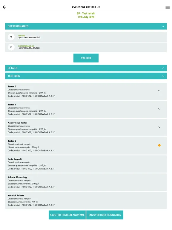 ภาพหน้าจอของ S2A Testing iPad 