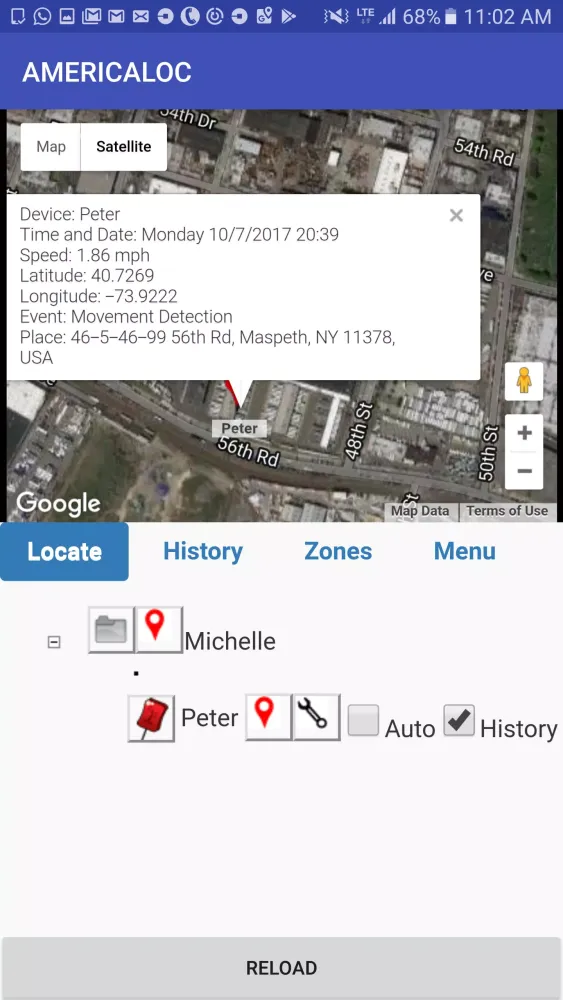 Americaloc Tracking Screenshots