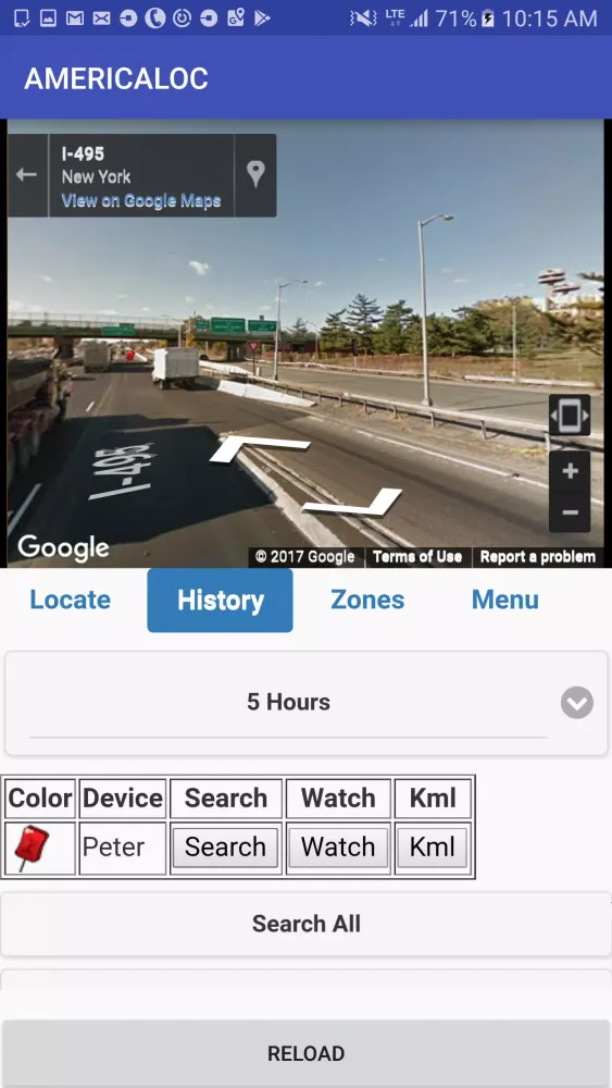 Americaloc Tracking Screenshots