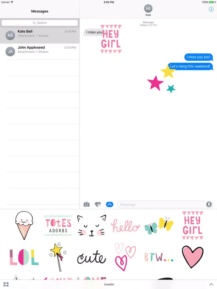 Capturas de pantalla de AC Cute Girl Stickers iPad 