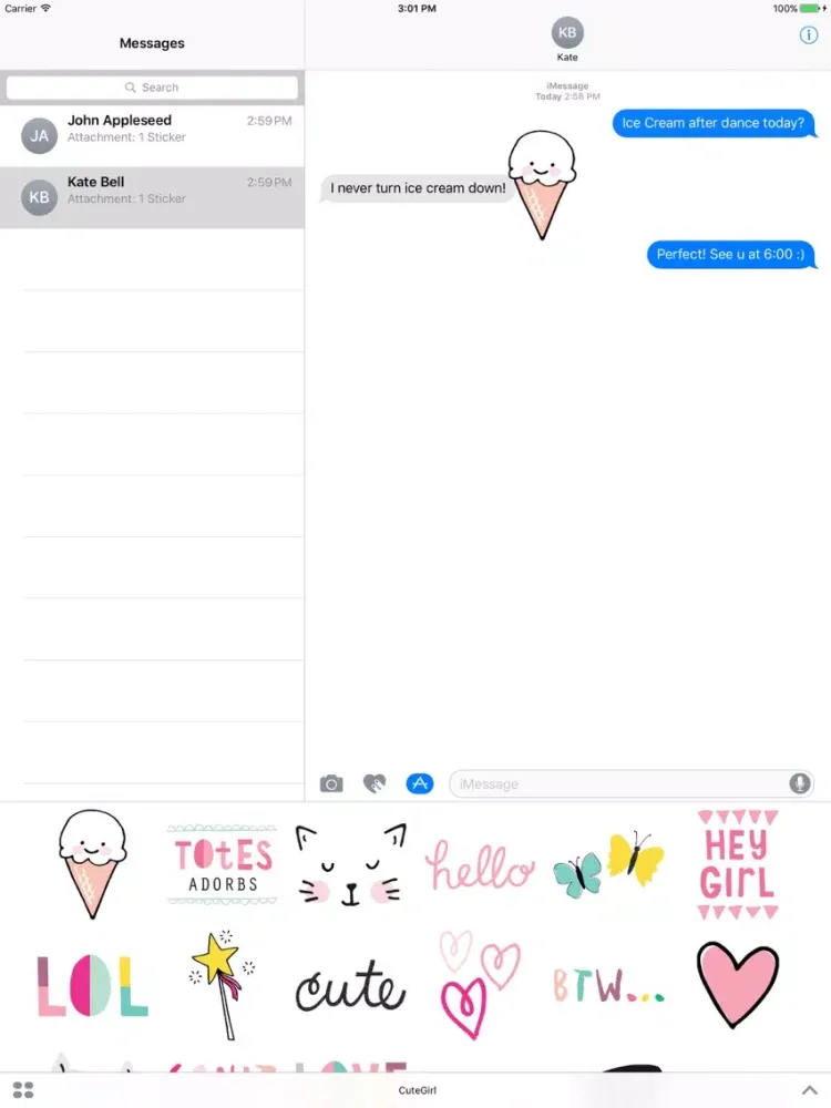 Capturas de pantalla de AC Cute Girl Stickers iPad 