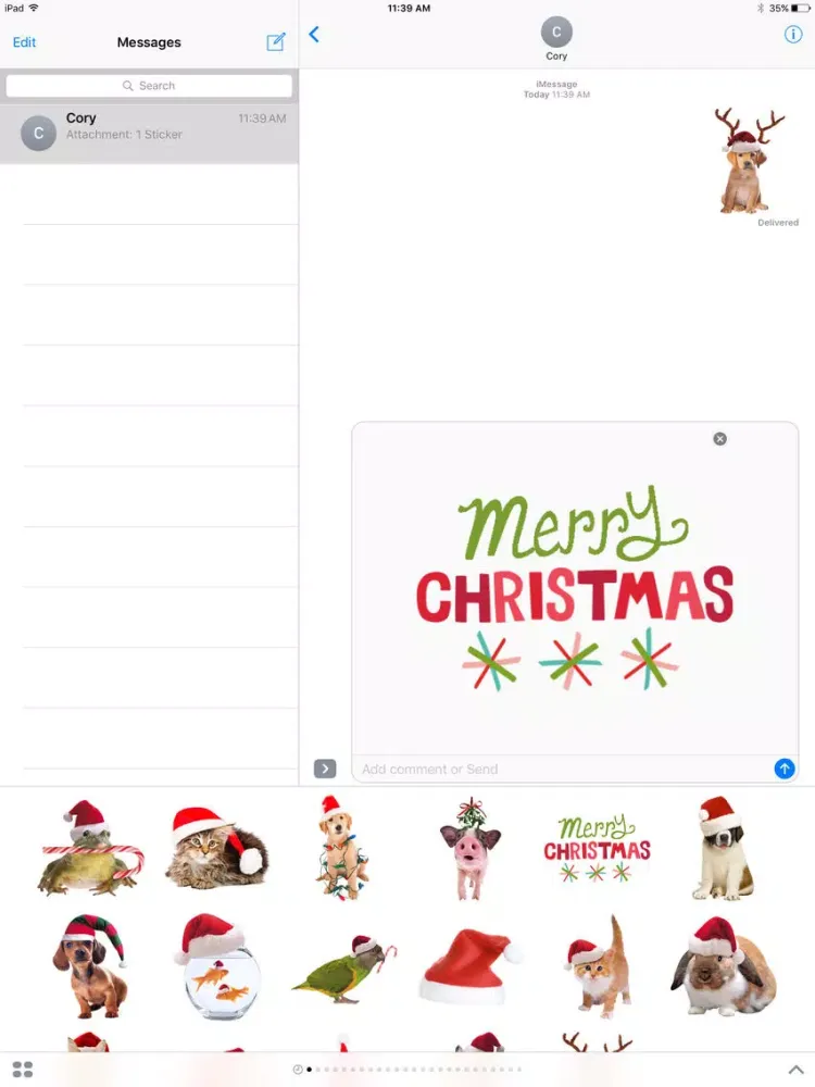 Capturas de tela do Christmas Pets Sticker Pack iPad 