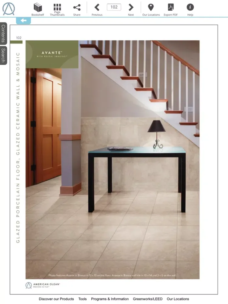 ภาพหน้าจอของ American Olean Product Catalogs iPad 