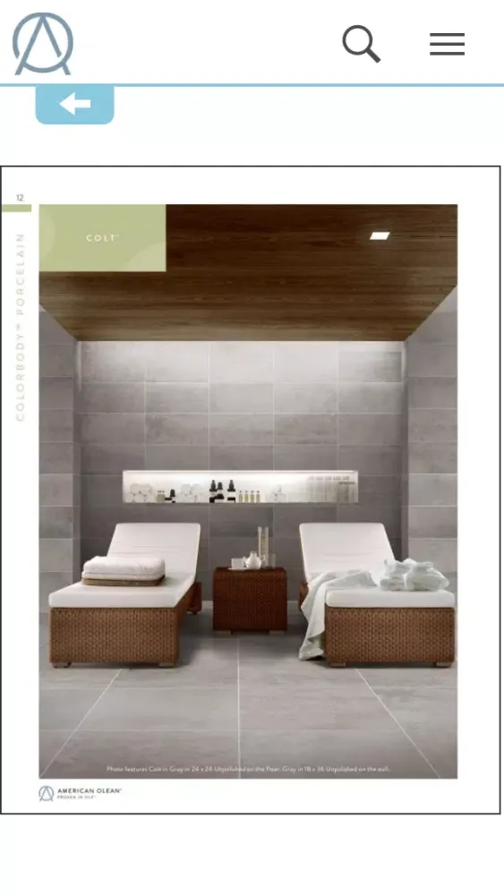 ภาพหน้าจอของ American Olean Product Catalogs