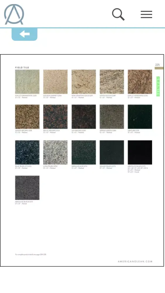 ภาพหน้าจอของ American Olean Product Catalogs