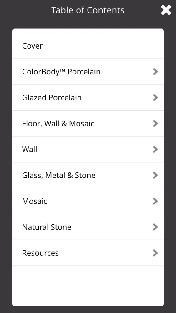 ภาพหน้าจอของ American Olean Product Catalogs
