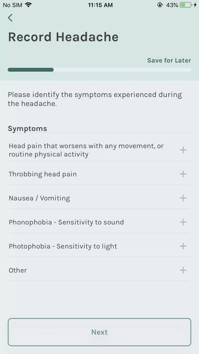 Migraine Recorder سکرین شاٹس