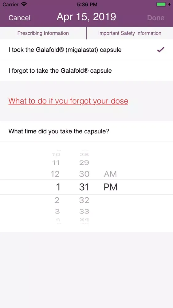 Galafold® MyDay – US Version Screenshots