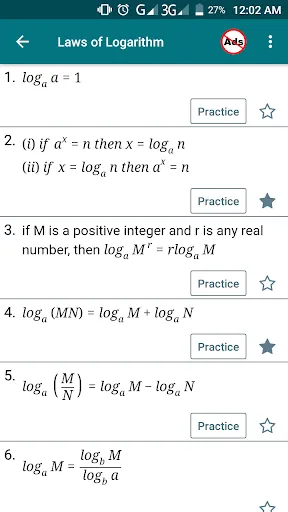 Math Formula with Practice Screenshots