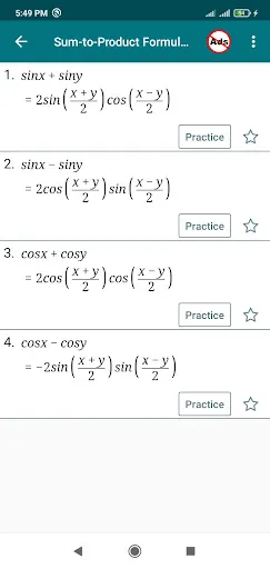 Math Formula with Practice Screenshots