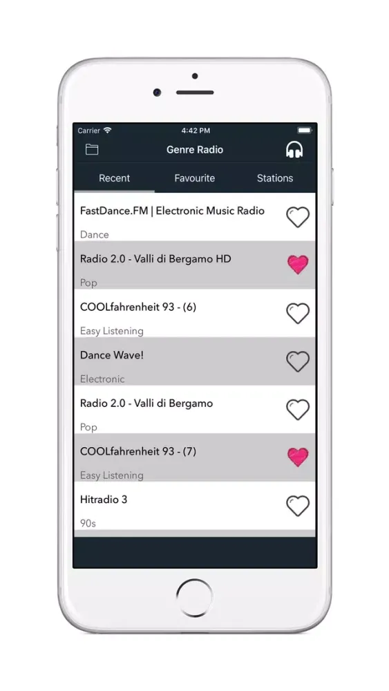Tangkapan skrin Genre Radio