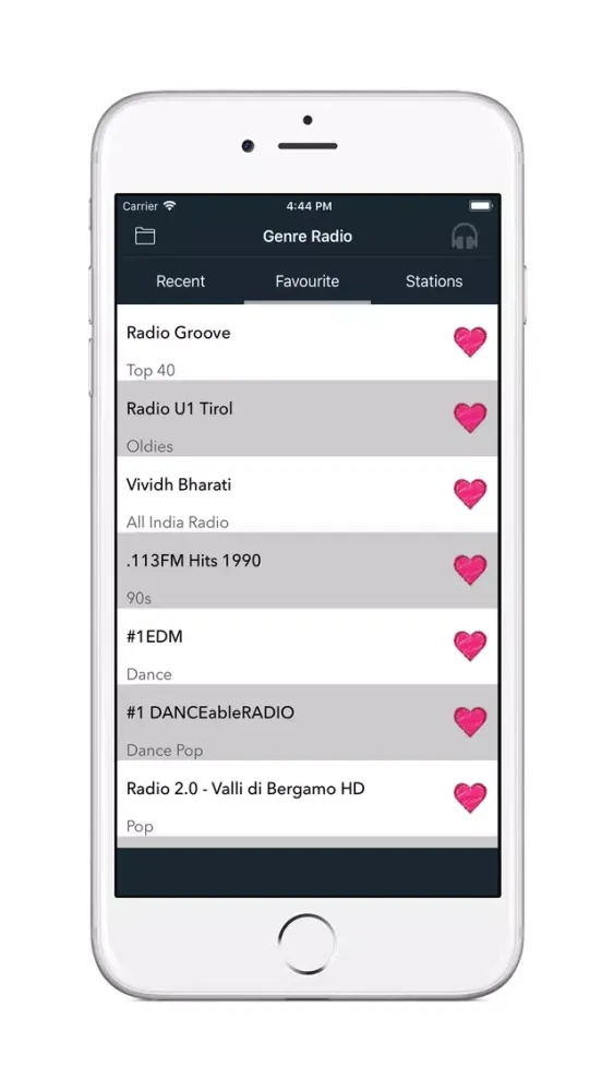 Tangkapan skrin Genre Radio
