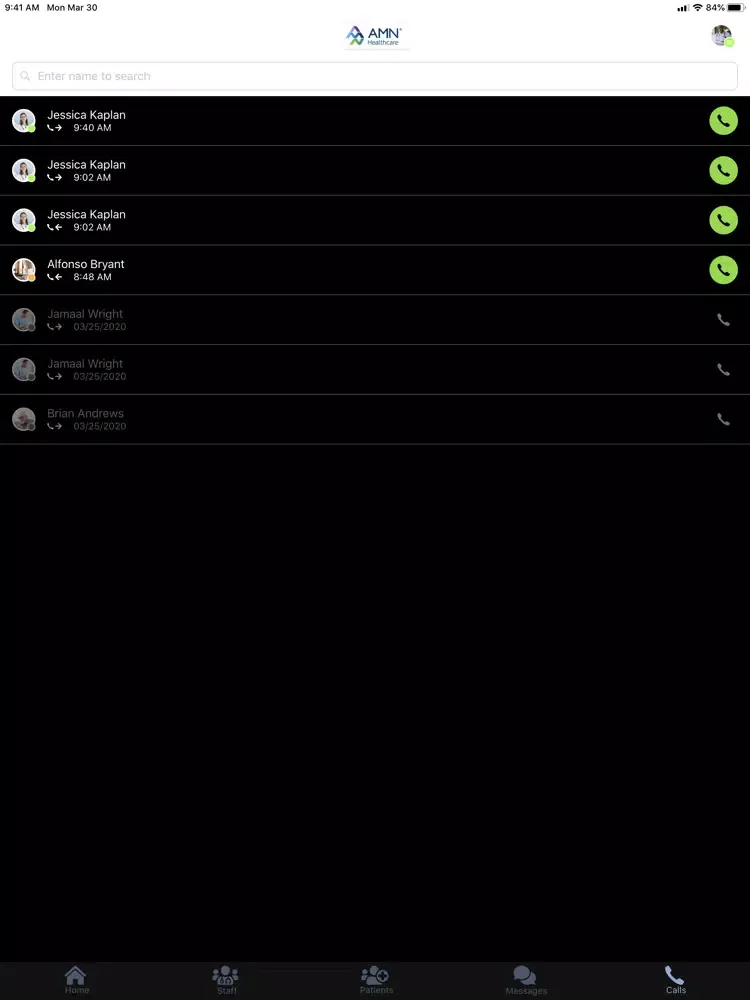 Capturas de tela do AMN CarePro iPad 
