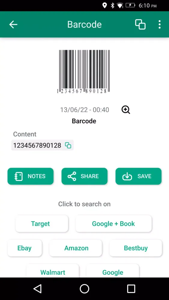 Ảnh chụp màn hình của Barcode & QR code scanner