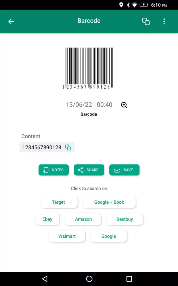 Ảnh chụp màn hình của Barcode & QR code scanner