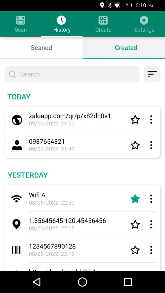 Ảnh chụp màn hình của Barcode & QR code scanner
