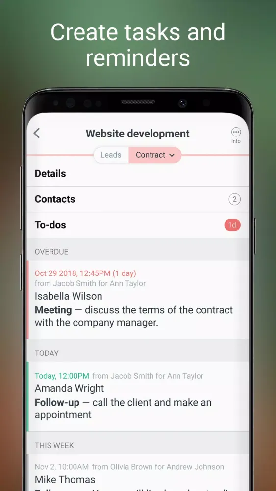 Captures d'écran de amoCRM 2.0