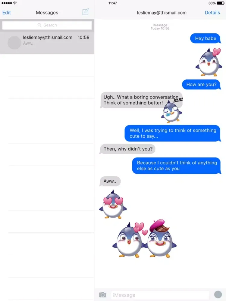 Tangkapan skrin PenguinMoji iPad 