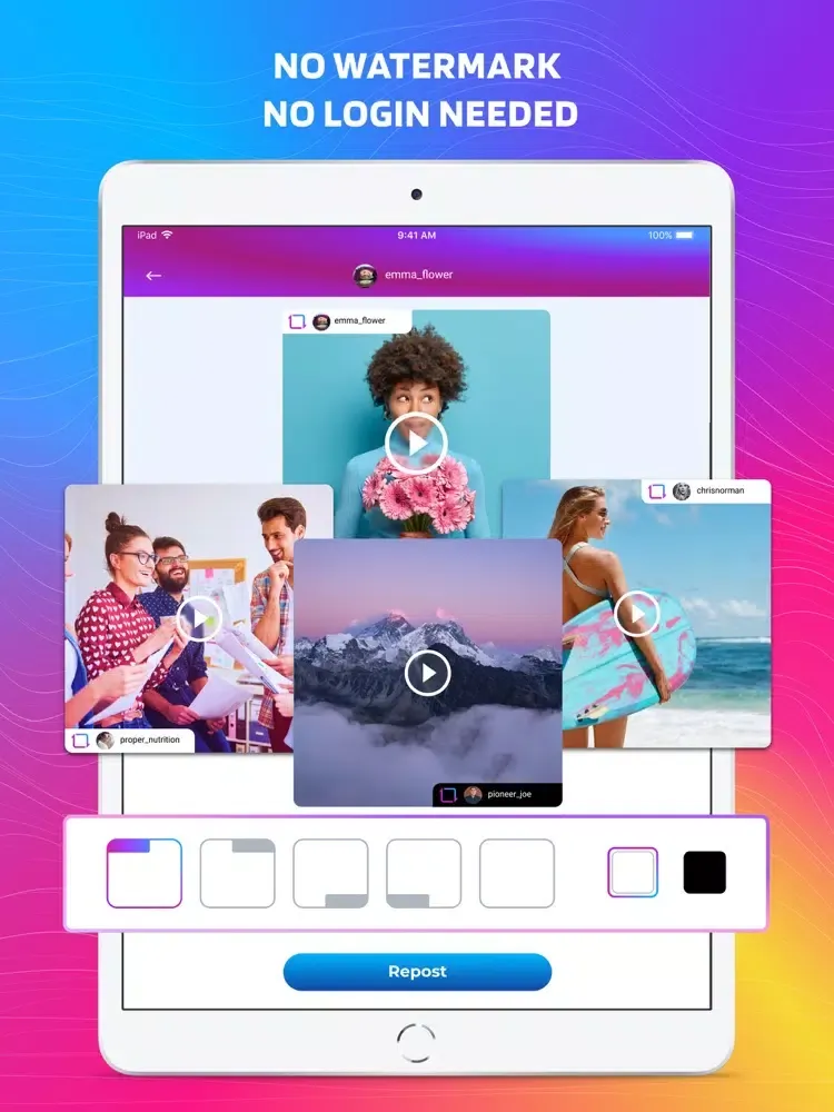 Repost Story for Instagram iPad  स्क्रीनशॉट